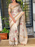 Madhuri Design Light Brown Pure Tusser Cotton Jacquard & Multi Thread Kashmiri Style Embroidery Work