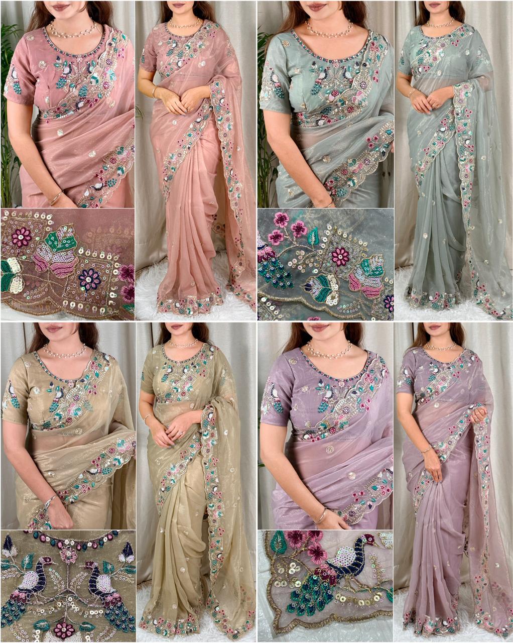 Faguniya Nc Simmer Silk Sequins & Multi Thread Embroidered Work Saree