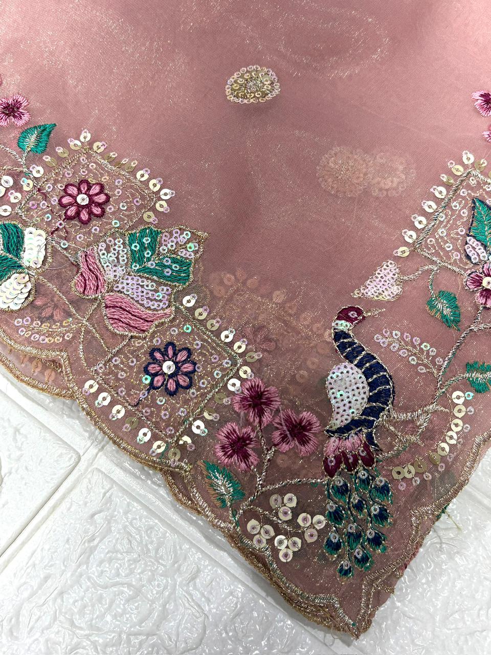 Faguniya Nc Simmer Silk Sequins & Multi Thread Embroidered Work Saree