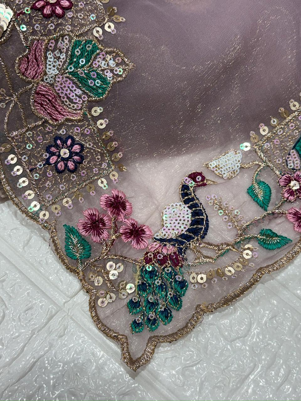 Faguniya Nc Simmer Silk Sequins & Multi Thread Embroidered Work Saree