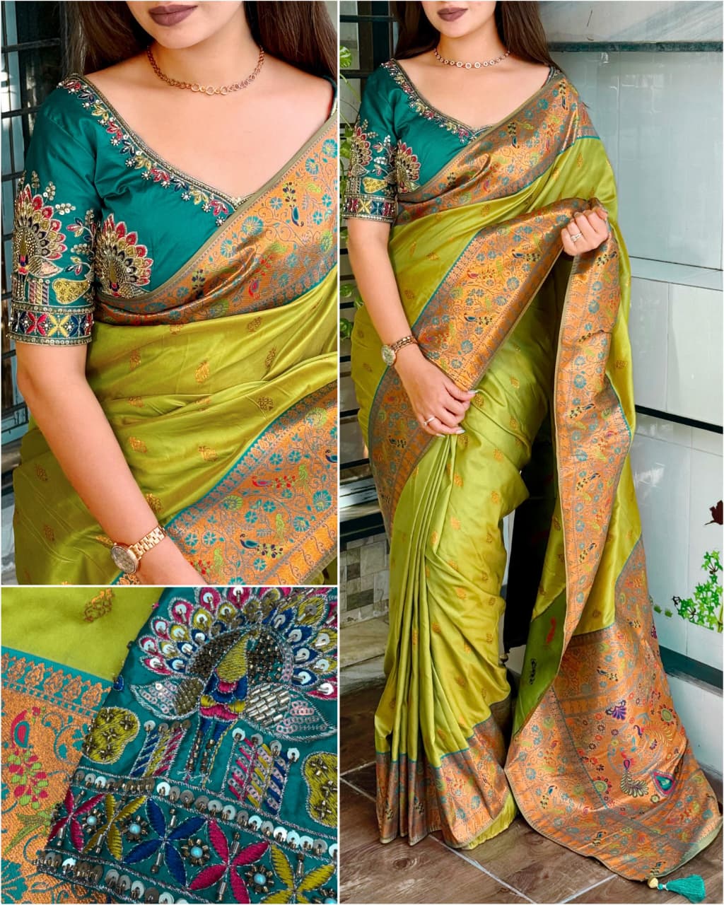 Apsara Banarasi Silk Heavy Minakari with Handwork Designer Unstitched Blouse