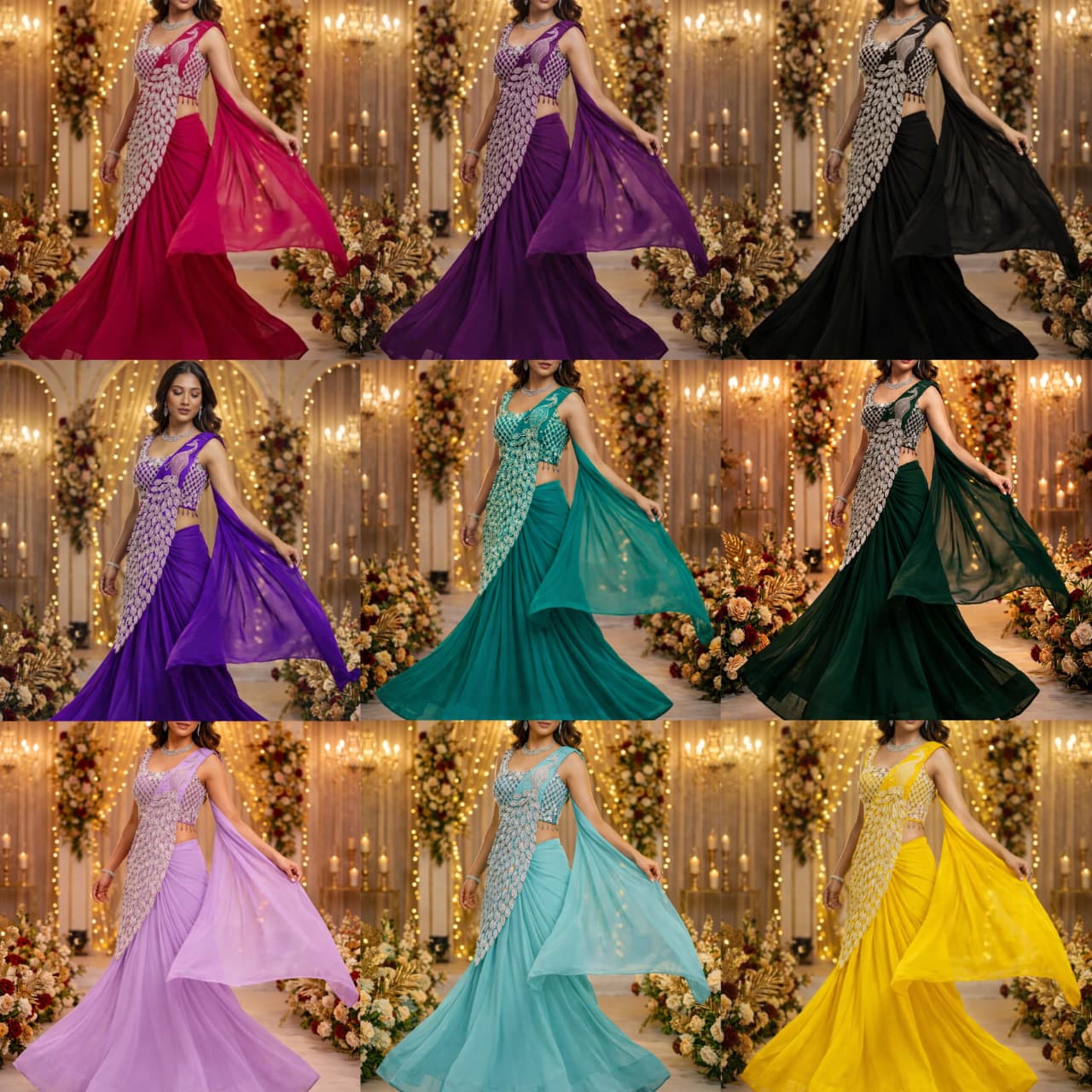 New Super Trending Embroidery Sequence Work Ready To Wear Saree with Embroidery Blouse