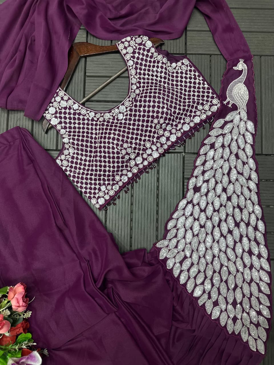 New Super Trending Embroidery Sequence Work Ready To Wear Saree with Embroidery Blouse