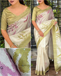 Buy Sambhavi Design With Tusser Linen Digital Position Print Collection With Hand Katha & Mirror Work