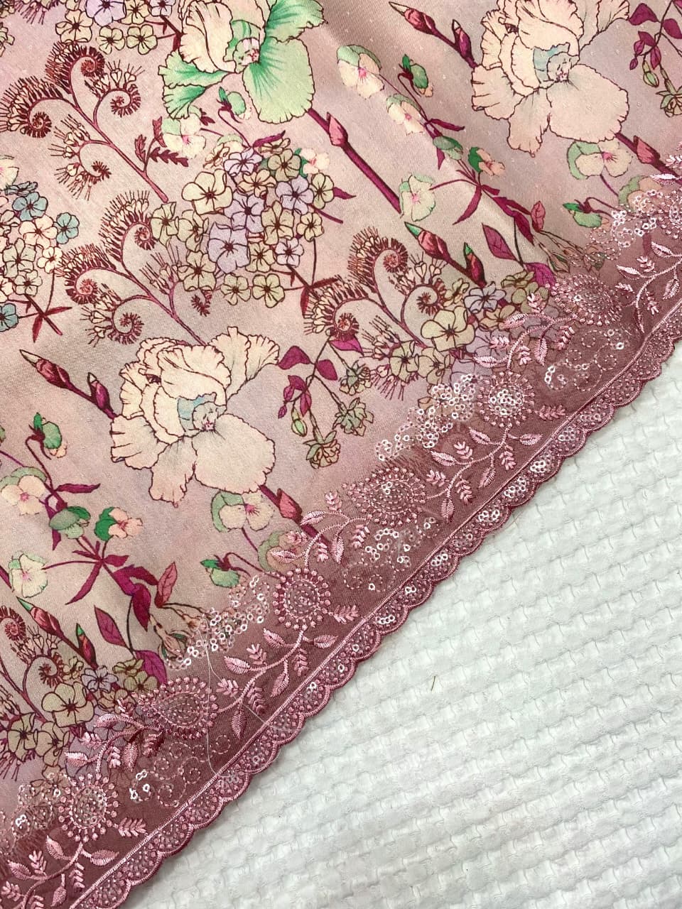 Buy MADHURI Tussar Silk Sarees With Digital Print With Beautiful Embroidery Work All Over The Saree With C-Pallu
