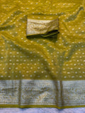 Pure Viscose Tissue Silk With Trending Color Golden Shinning All Over With Running Blouse