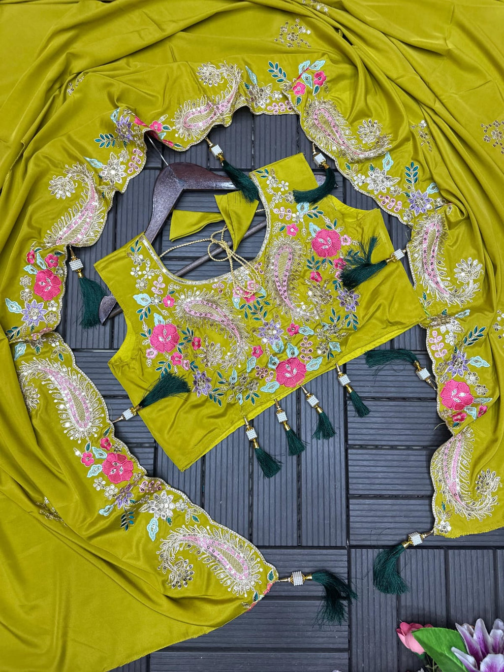 Indo-Western Draped Dhoti Set with Long Shrug (For Size Details See Description)