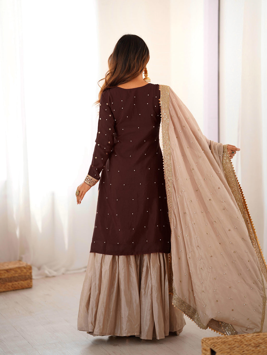 Vastrahut Ethnic Motifs Embroidered Sharara Set with Dupatta ( For Size Details See Description)