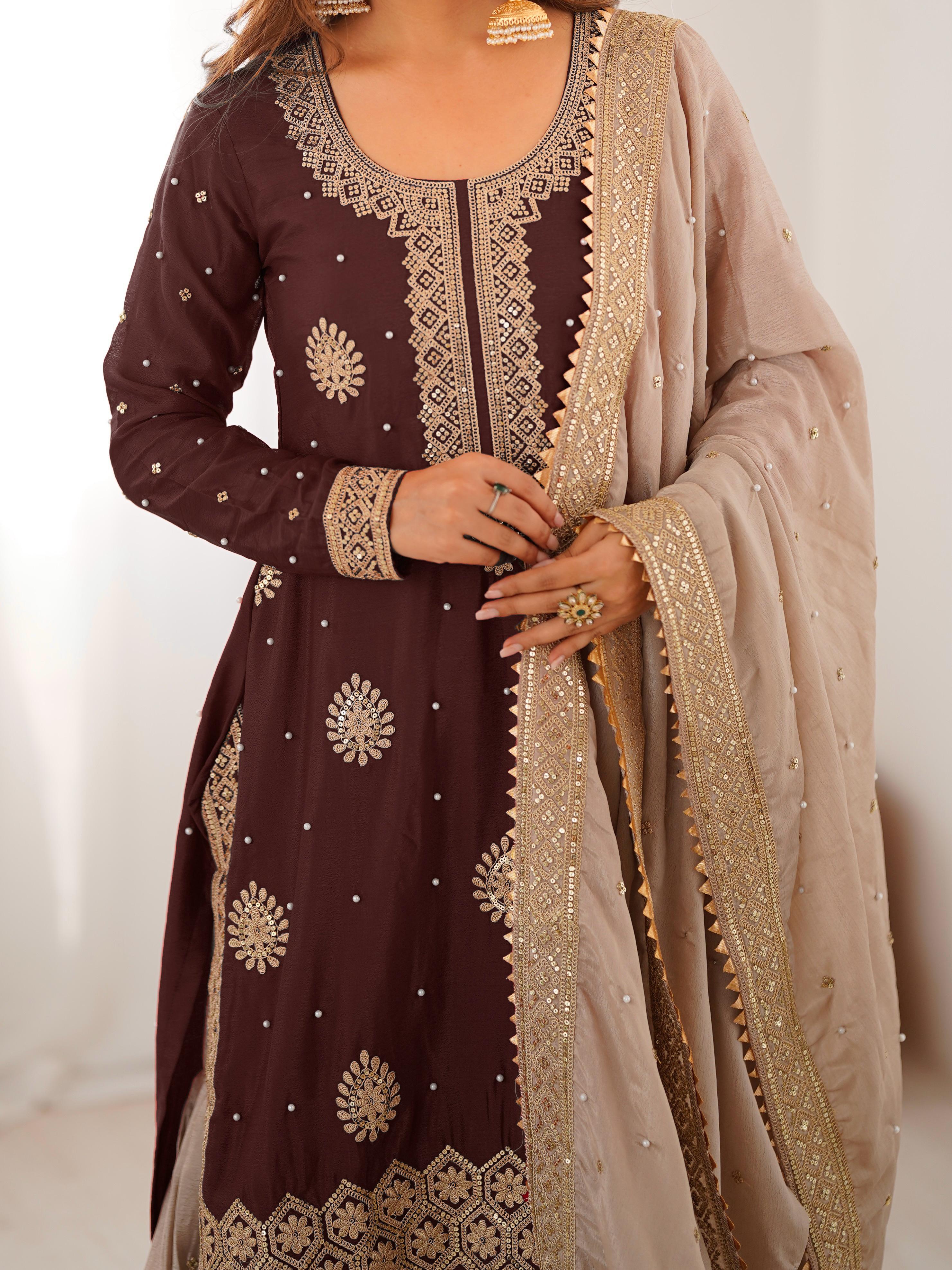 Vastrahut Ethnic Motifs Embroidered Sharara Set with Dupatta ( For Size Details See Description)