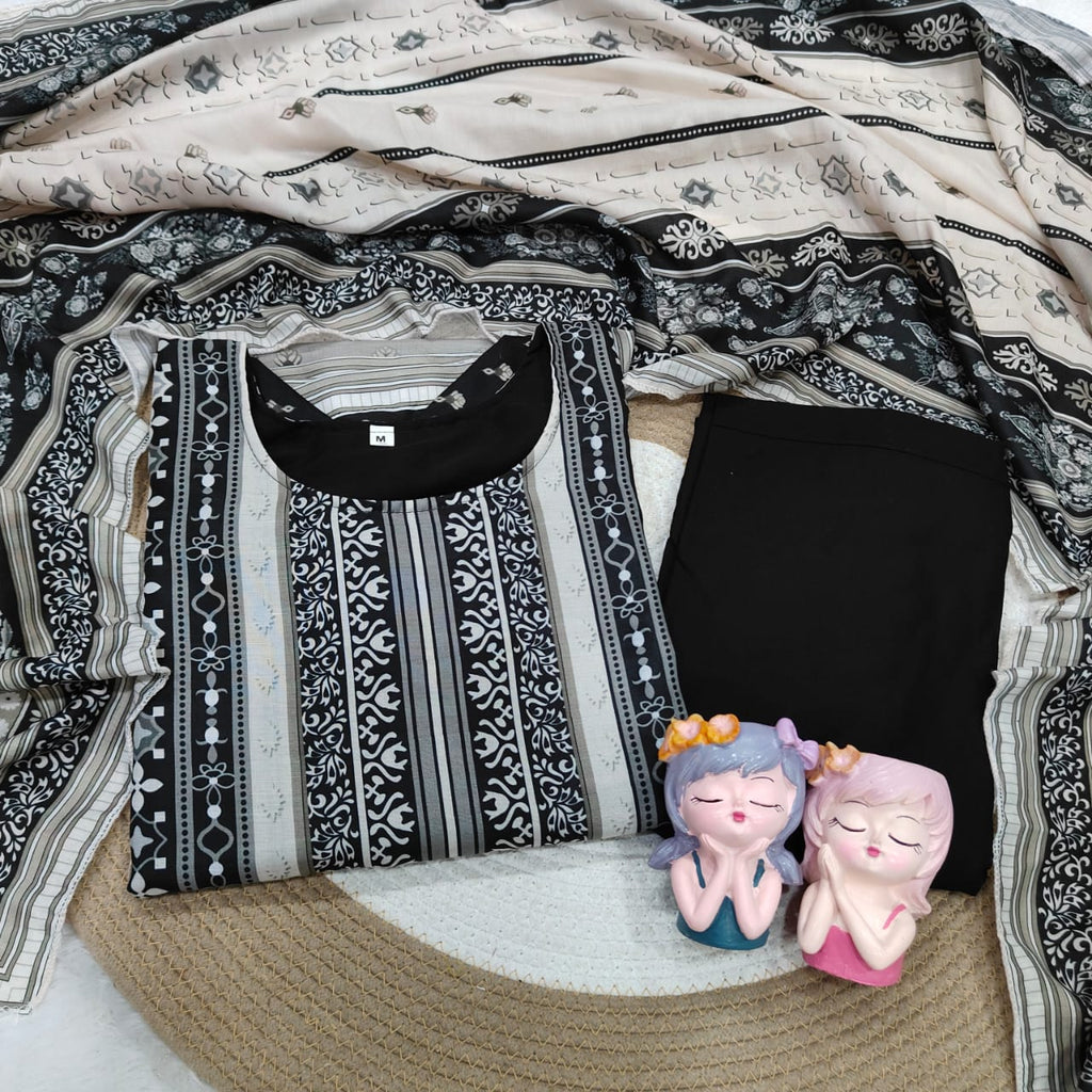 Heavy Muslim Simmer With Digital Print Lace Works Full Sleeve Kurti Set