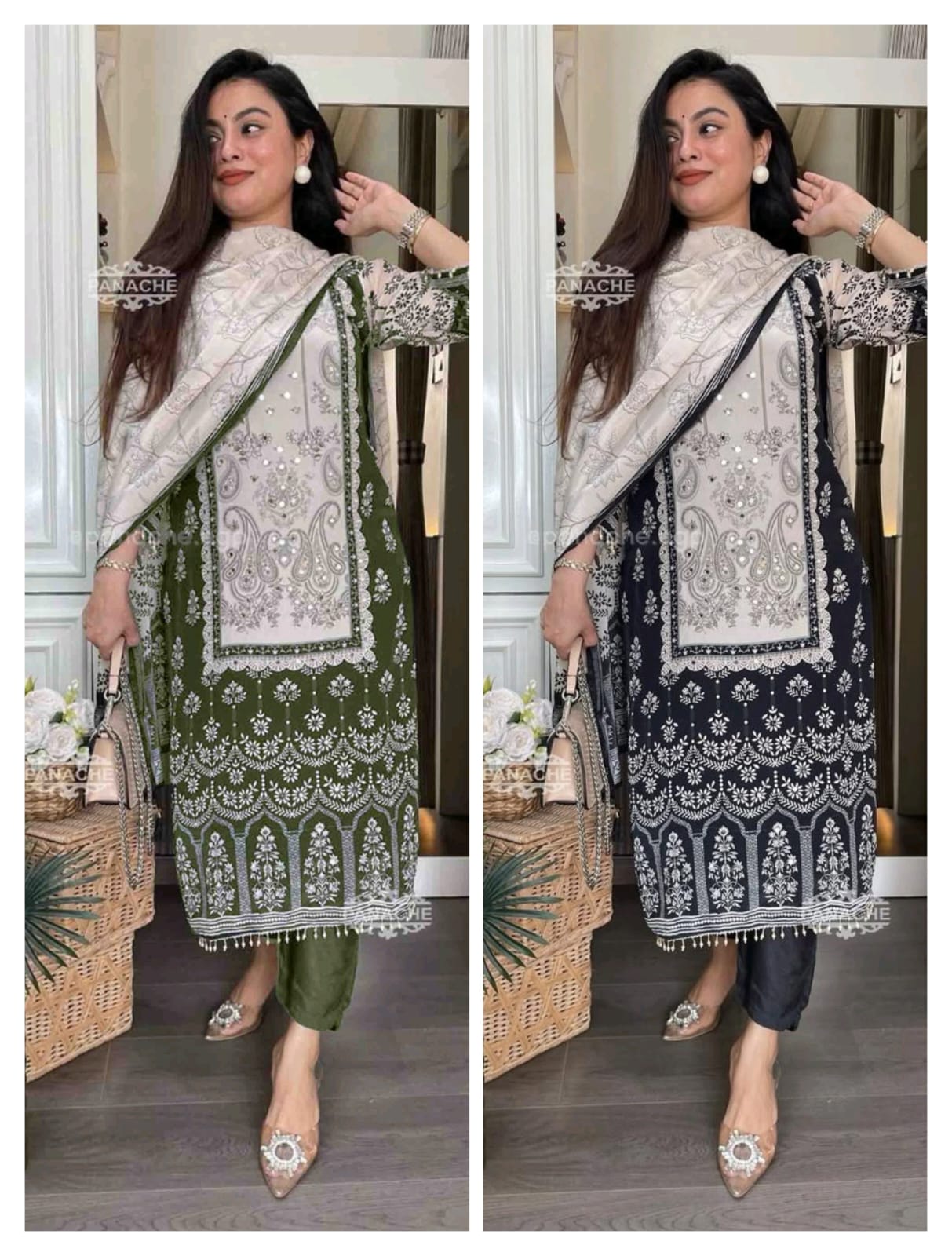 DESIGNER WEAR TRENDING  TOP WITH PRINTED WORK WITH DIAMOND WORK WITH PANTS AND DUPATTA