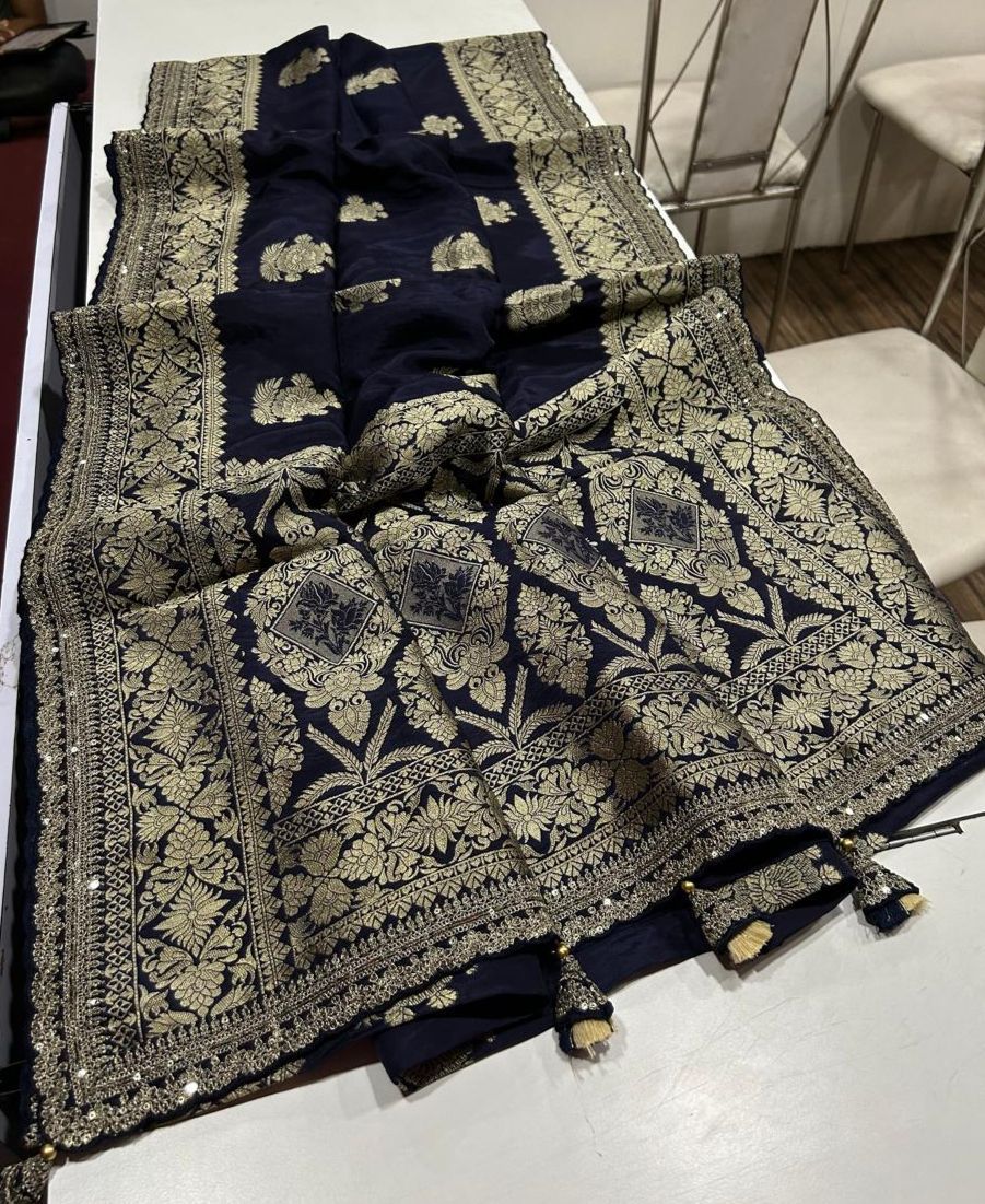 Russian Cotton Silk Weaving Saree Jari Elegant Weaving Rich Pallu With Embroidery Work Border