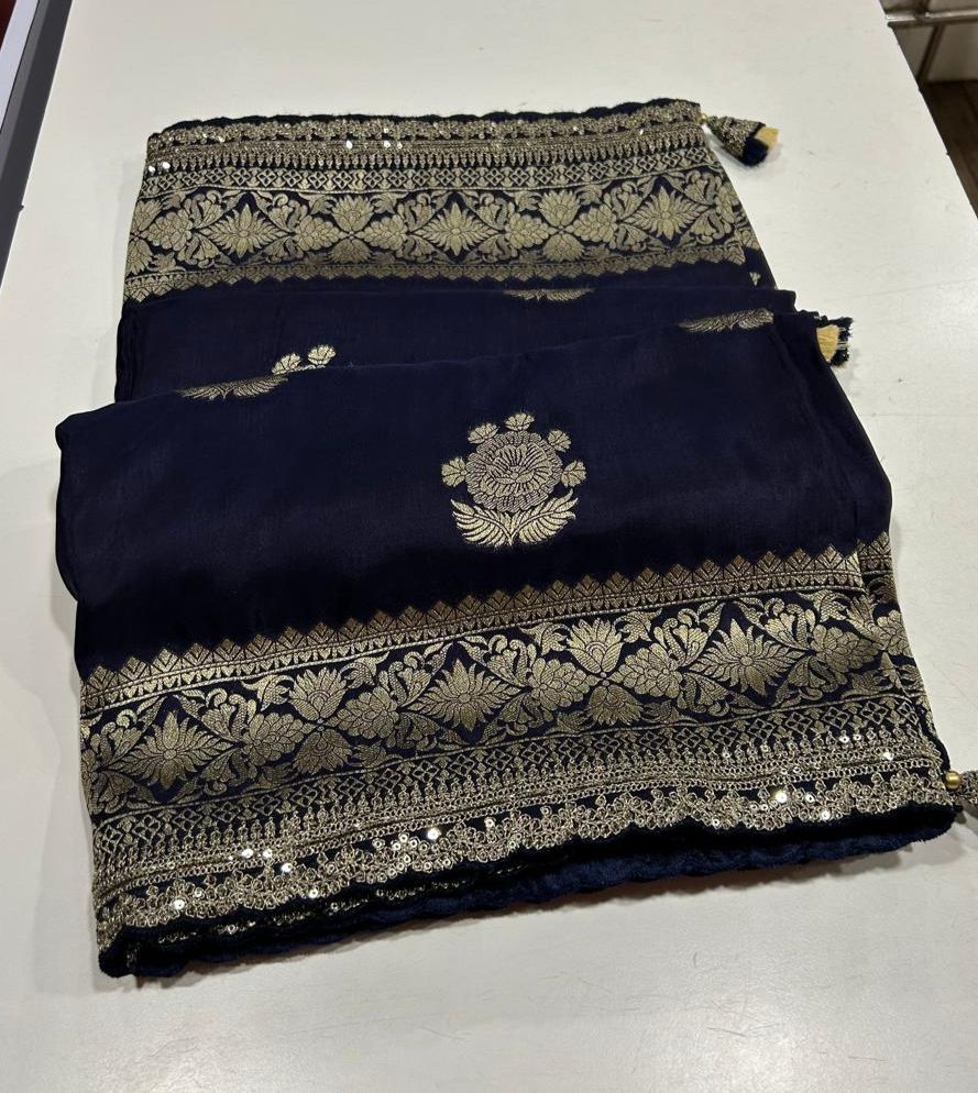Russian Cotton Silk Weaving Saree Jari Elegant Weaving Rich Pallu With Embroidery Work Border