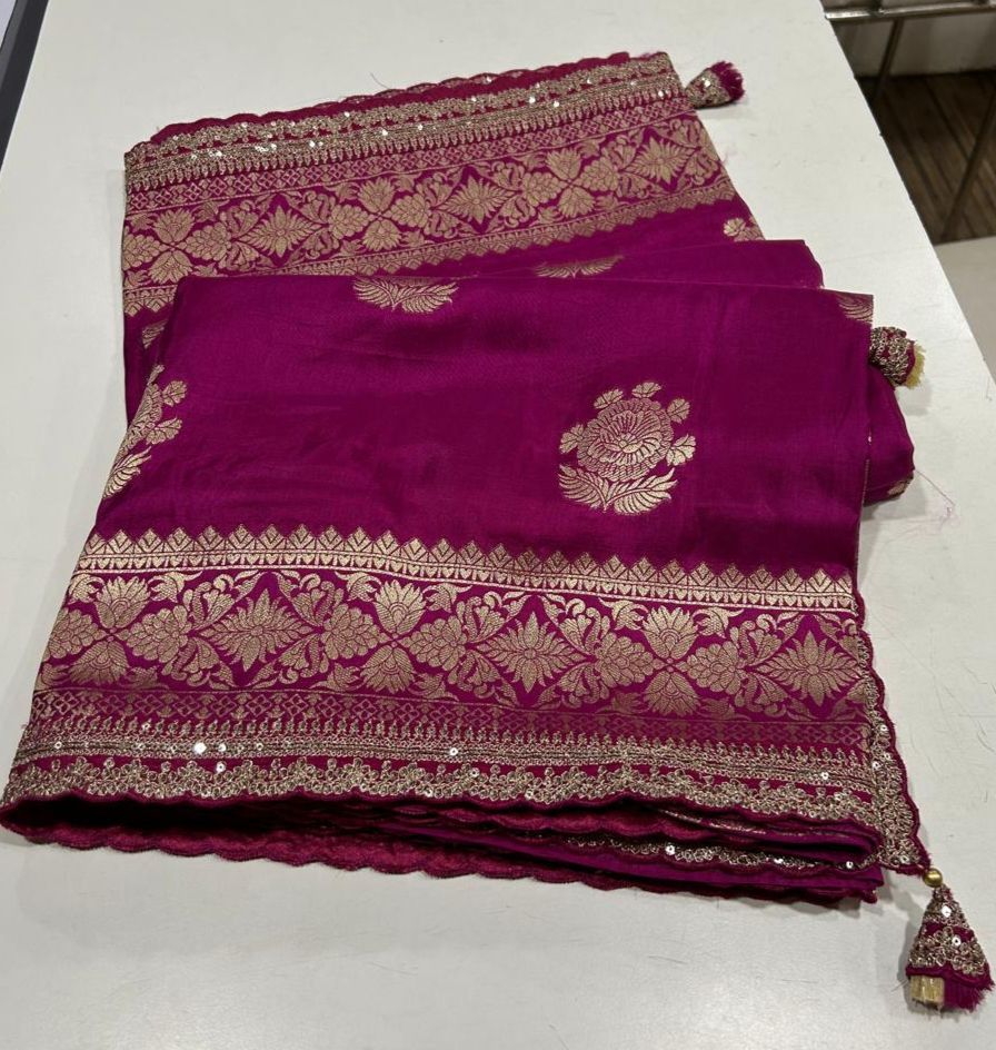 Russian Cotton Silk Weaving Saree Jari Elegant Weaving Rich Pallu With Embroidery Work Border