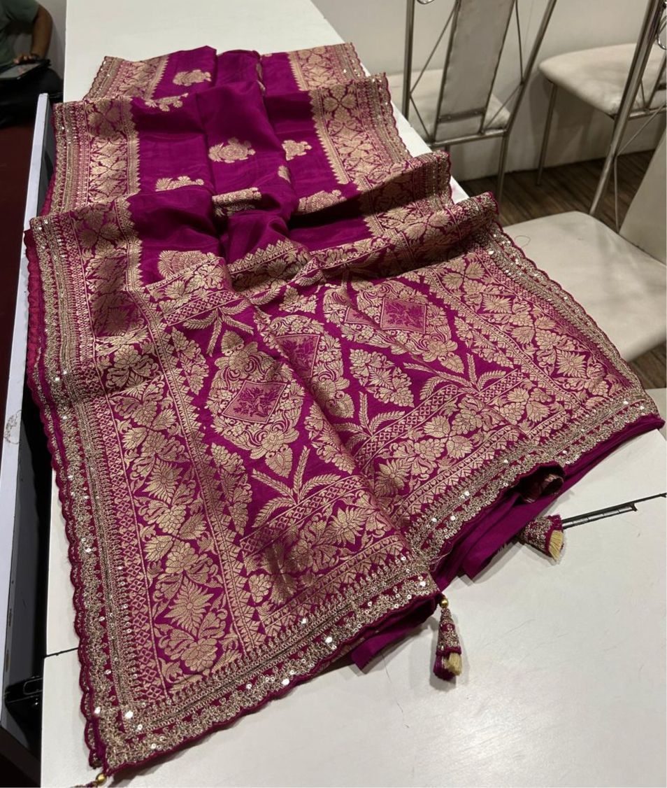 Russian Cotton Silk Weaving Saree Jari Elegant Weaving Rich Pallu With Embroidery Work Border