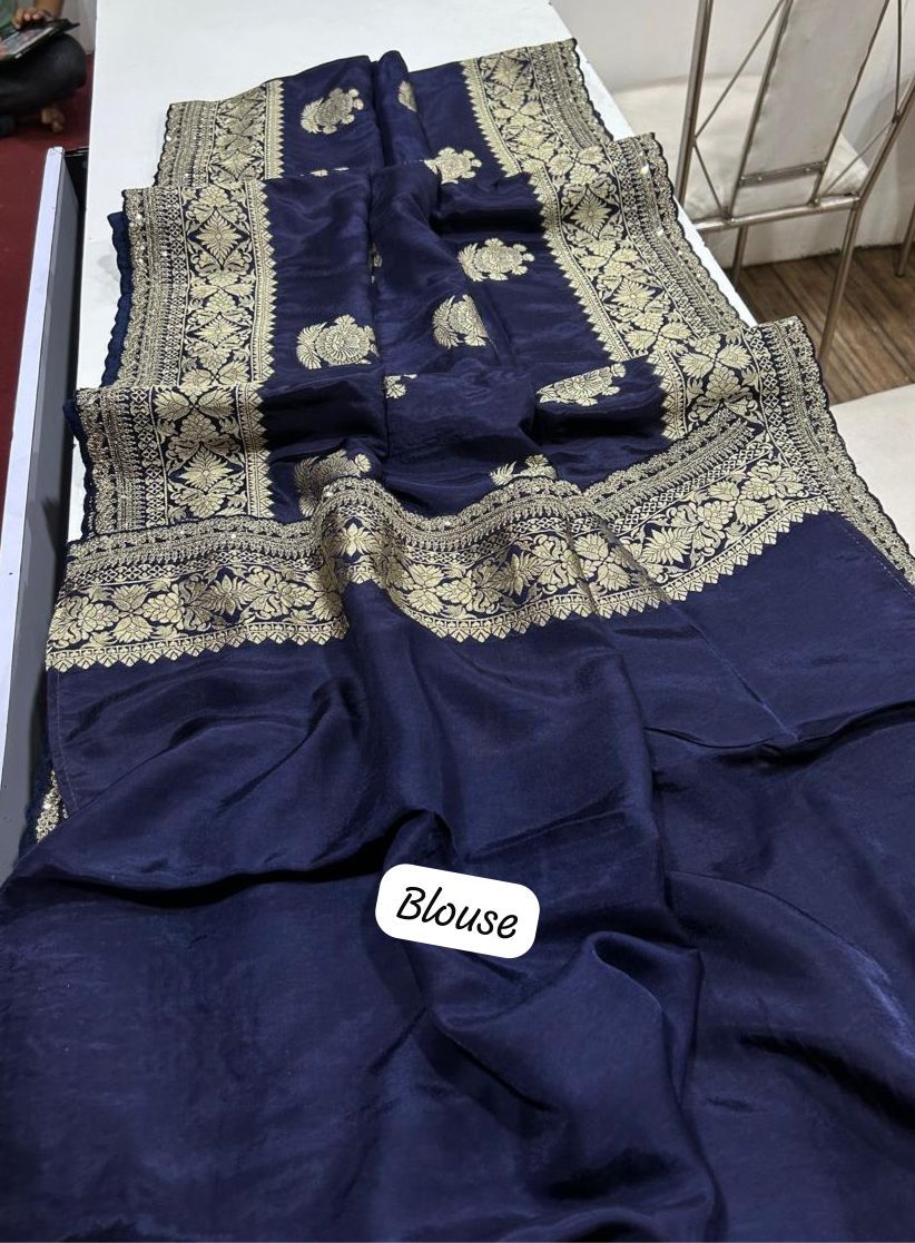 Russian Cotton Silk Weaving Saree Jari Elegant Weaving Rich Pallu With Embroidery Work Border