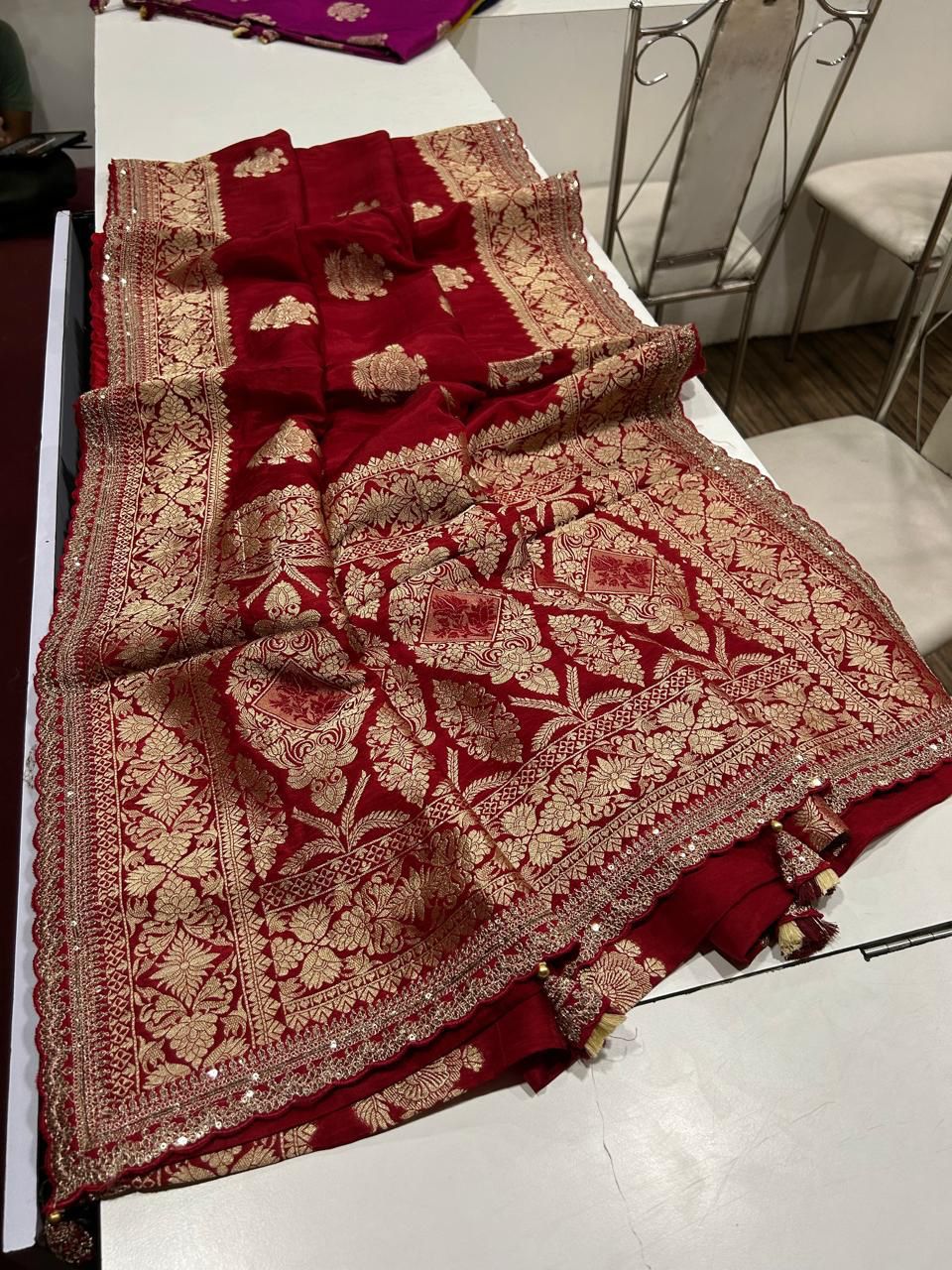 Russian Cotton Silk Weaving Saree Jari Elegant Weaving Rich Pallu With Embroidery Work Border
