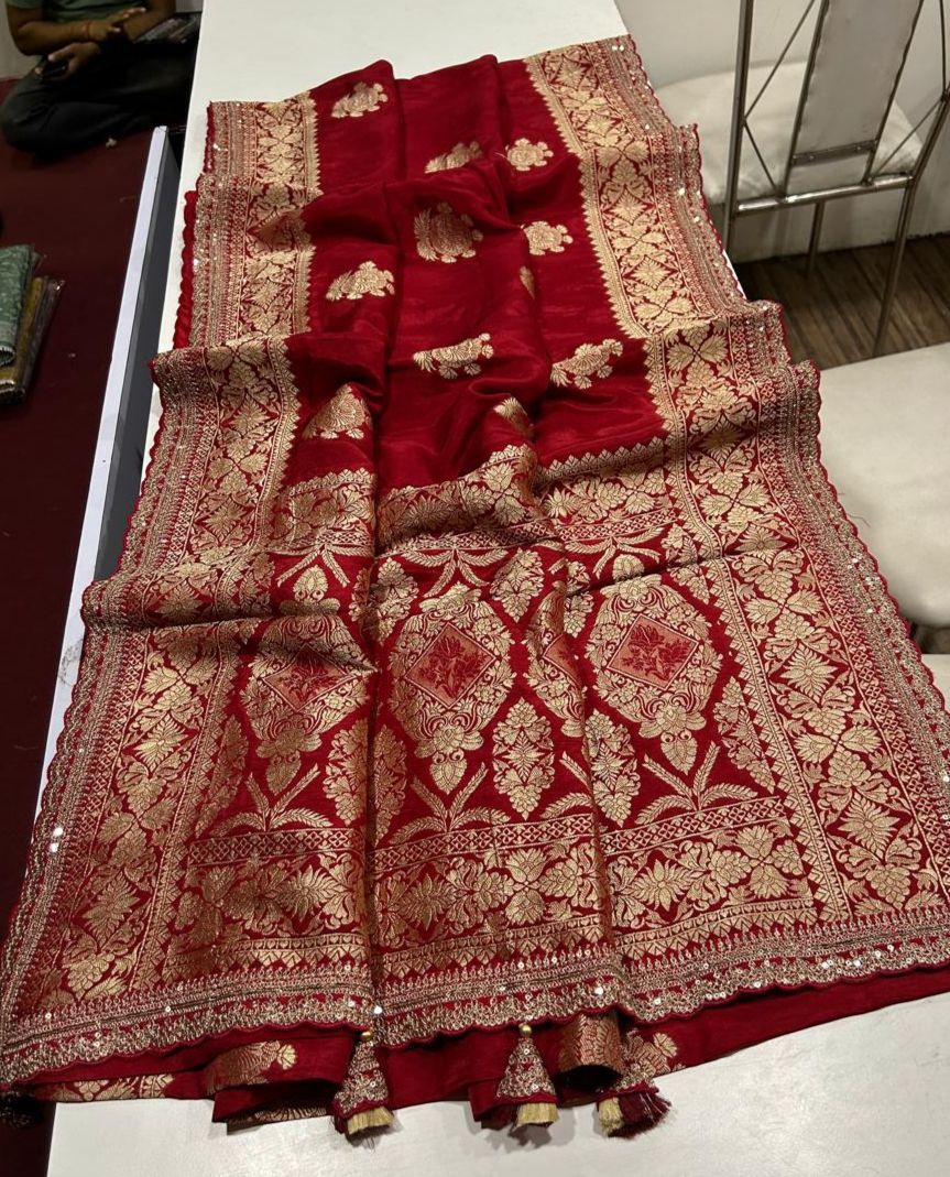 Russian Cotton Silk Weaving Saree Jari Elegant Weaving Rich Pallu With Embroidery Work Border