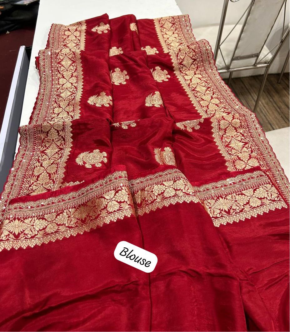 Russian Cotton Silk Weaving Saree Jari Elegant Weaving Rich Pallu With Embroidery Work Border
