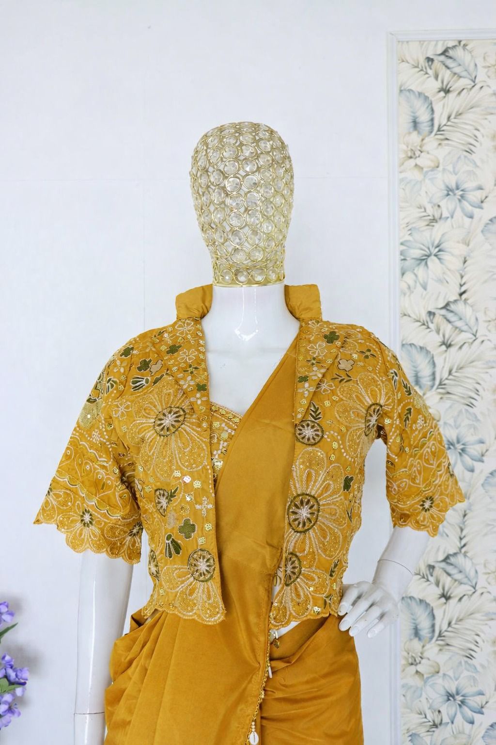 Premium Ready-To-Wear Saree Expertly Tailored With Precise Plats And A Refined Finish With Koti (Jacket)