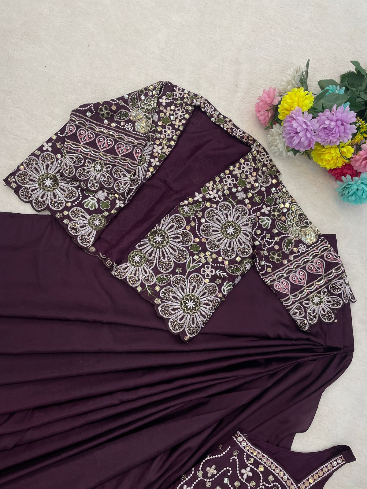 Premium Ready-To-Wear Saree Expertly Tailored With Precise Plats And A Refined Finish With Koti (Jacket)