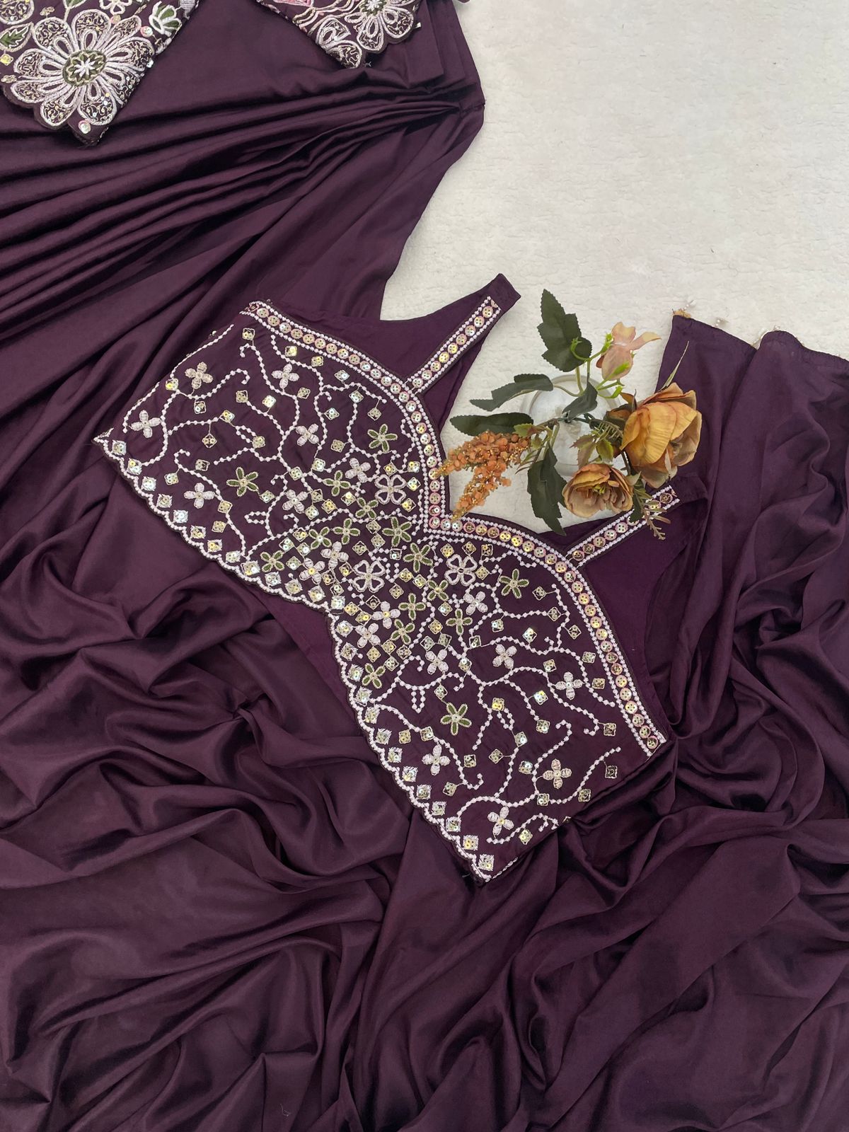 Premium Ready-To-Wear Saree Expertly Tailored With Precise Plats And A Refined Finish With Koti (Jacket)