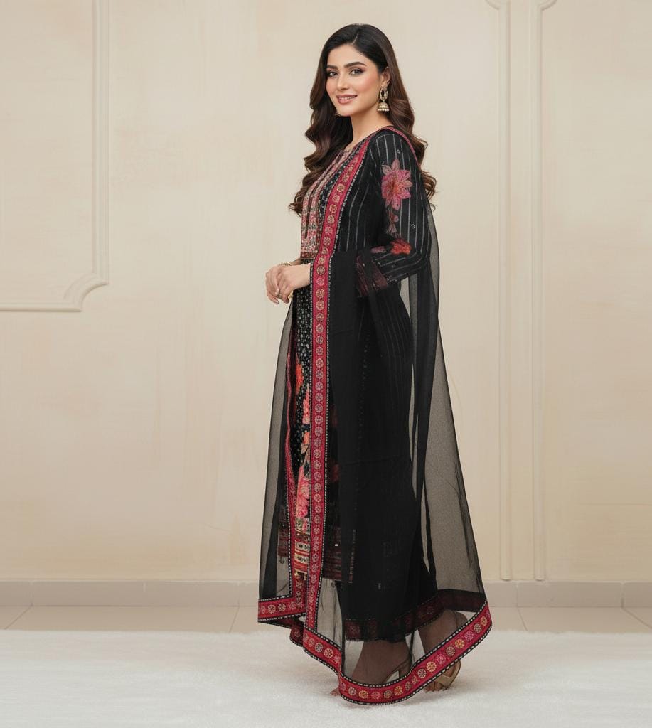 Exquisite Muslin Pakistani Suit with Original Mirror Work