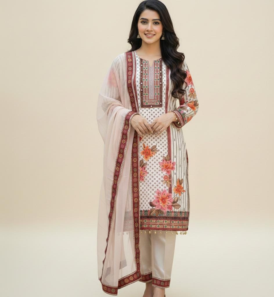 Exquisite Muslin Pakistani Suit with Original Mirror Work