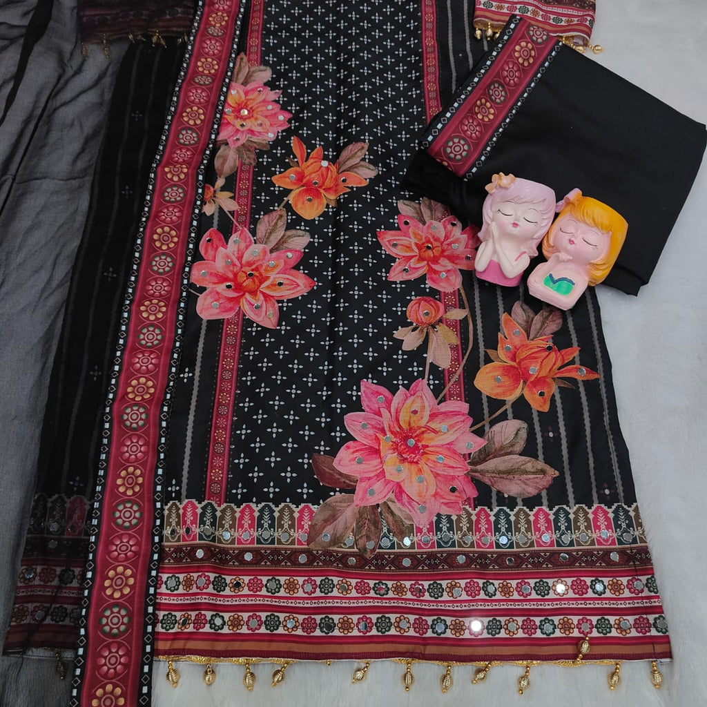 Exquisite Muslin Pakistani Suit with Original Mirror Work
