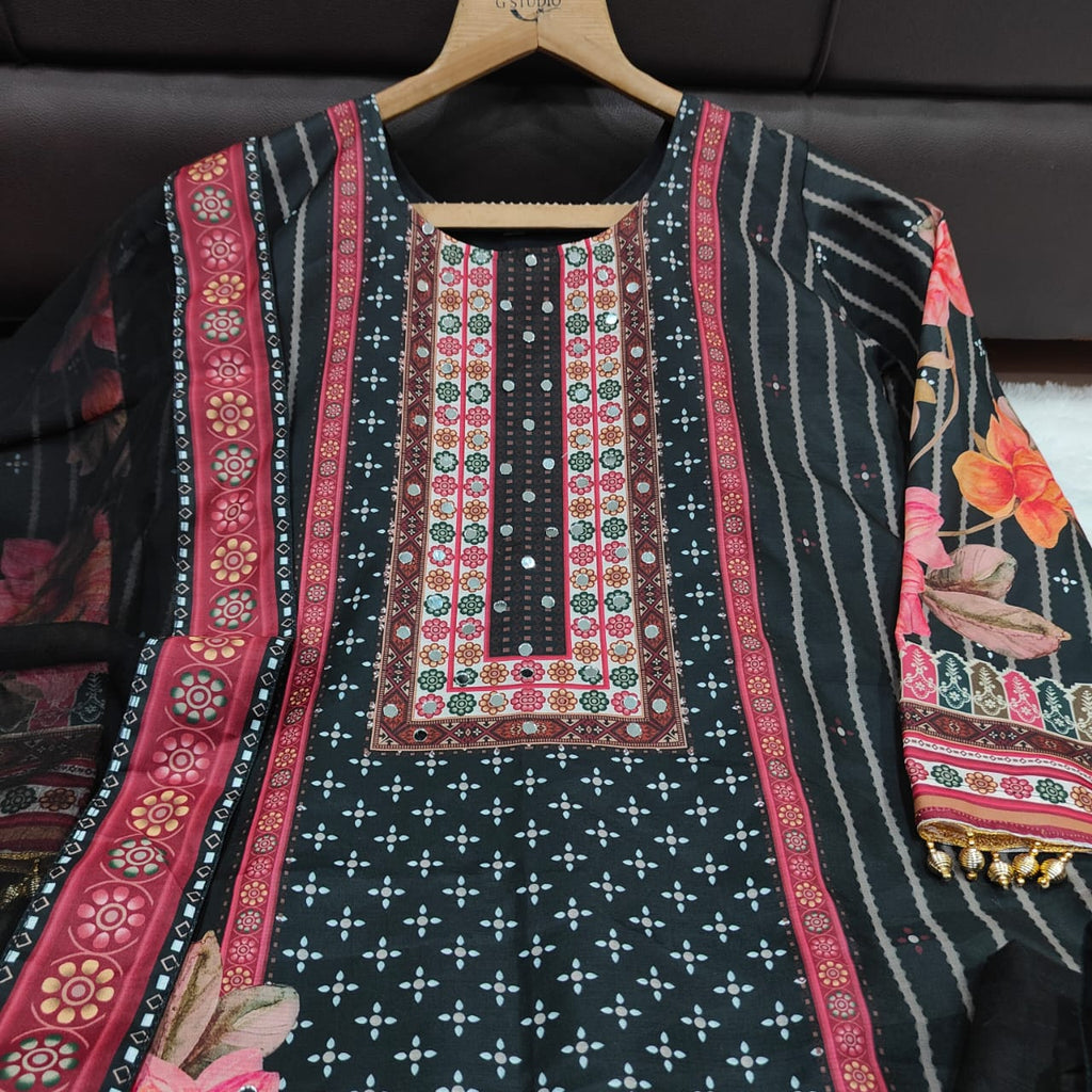 Exquisite Muslin Pakistani Suit with Original Mirror Work