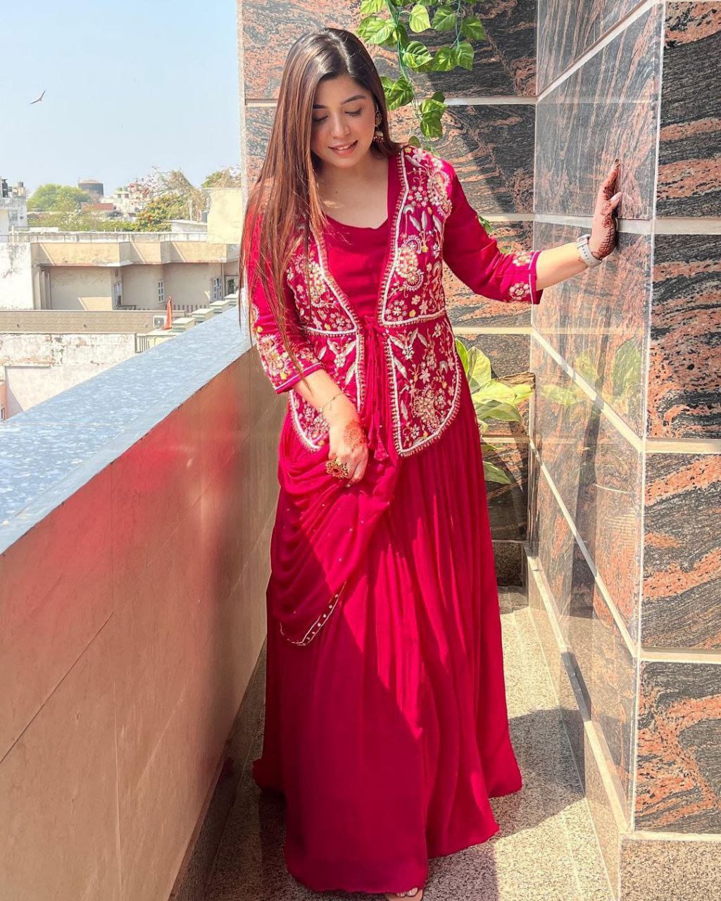 😍Presenting By New Party Wear Designer Gown With Koti And Dupatta😍 (For Size Information See Description)