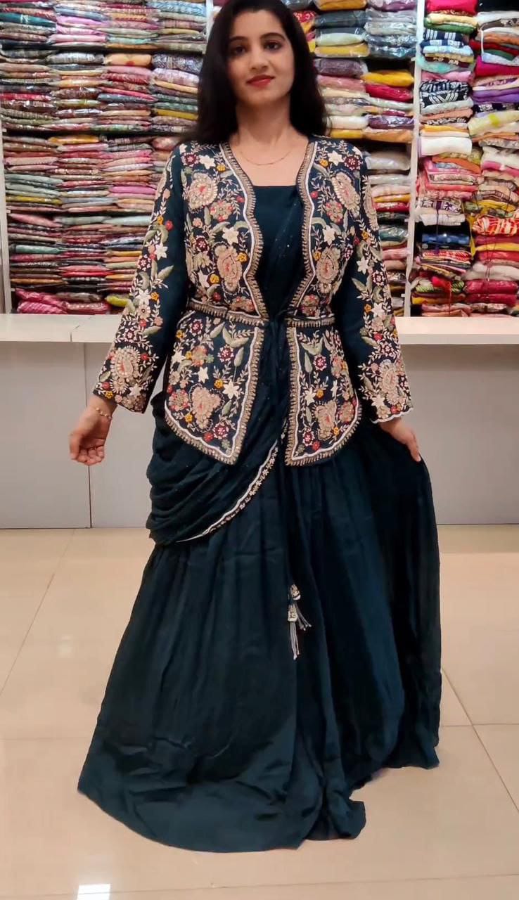 😍Presenting By New Party Wear Designer Gown With Koti And Dupatta😍 (For Size Information See Description)