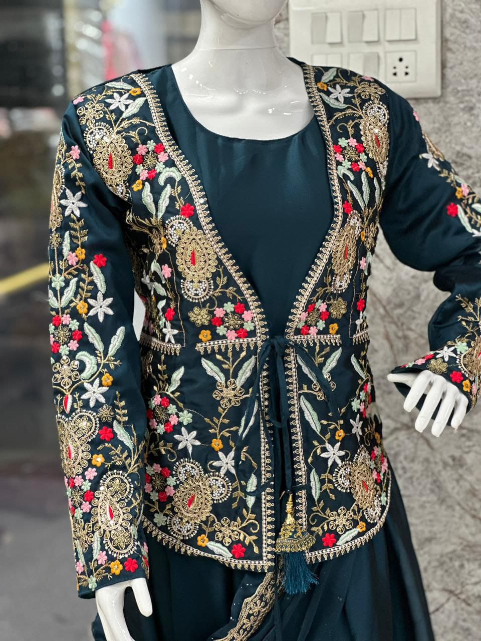 😍Presenting By New Party Wear Designer Gown With Koti And Dupatta😍 (For Size Information See Description)