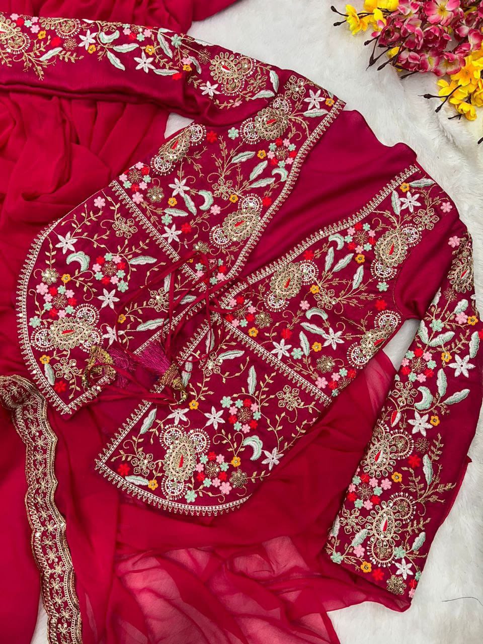 😍Presenting By New Party Wear Designer Gown With Koti And Dupatta😍 (For Size Information See Description)