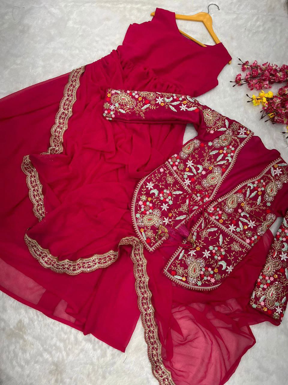 😍Presenting By New Party Wear Designer Gown With Koti And Dupatta😍 (For Size Information See Description)