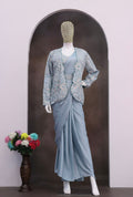 Premium Crepe Silk Ready-To-Wear Saree With Koti (jacket) Expertly Tailored With Precise Pleats and A Refined Finish