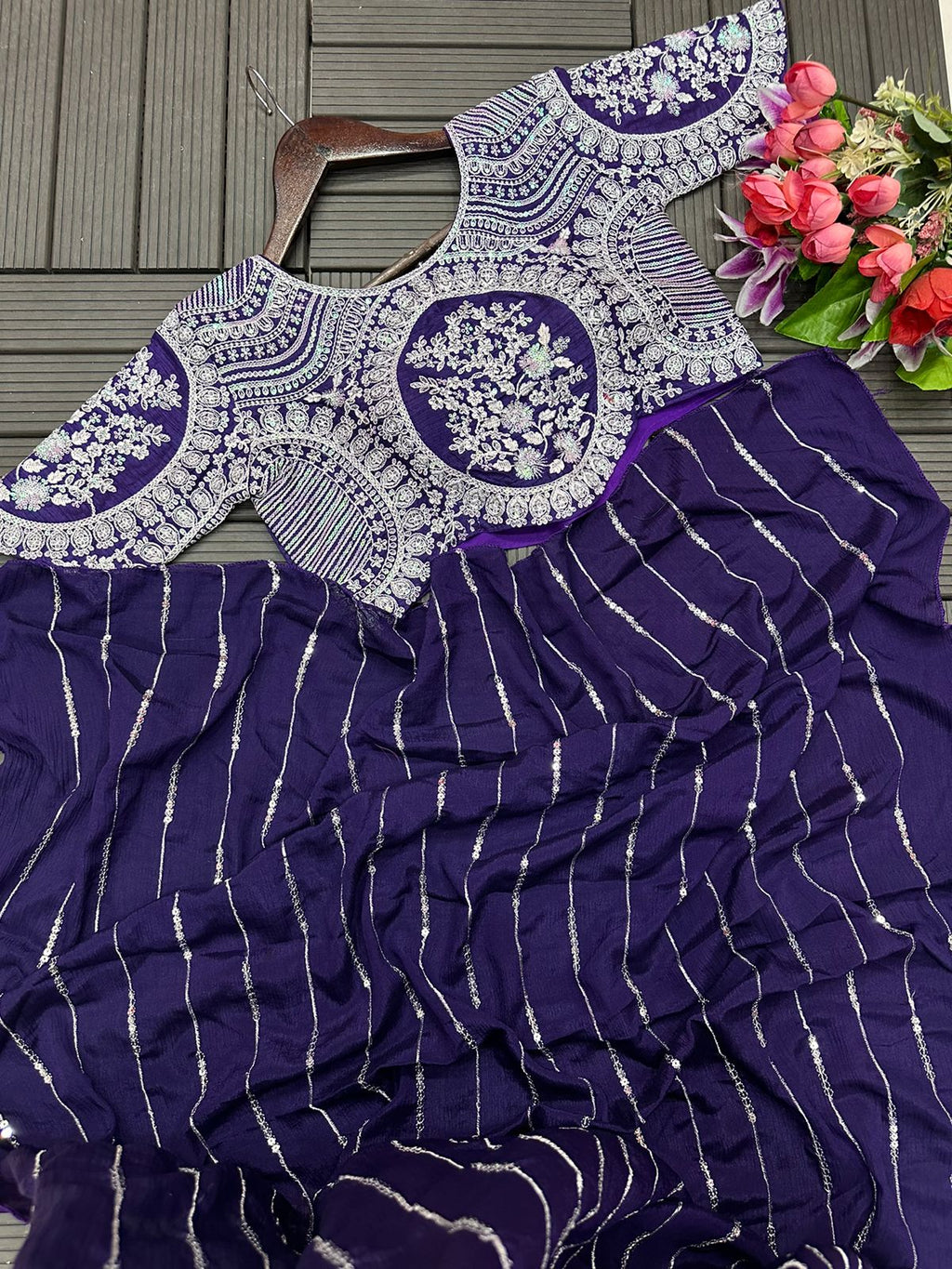 Buy NEW DESIGNER PARTY WEAR "LEHENGA SAREE" WITH STICH BLOUSE WITH EMBROIDERY WORK