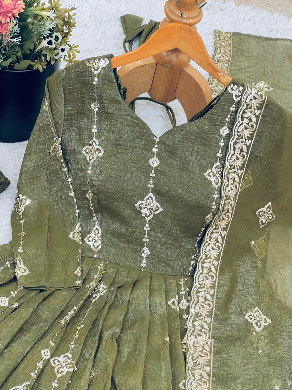Rose Crunchy Silk Anarkali Gown With Sharara Set with Heavy Zari Embroidery