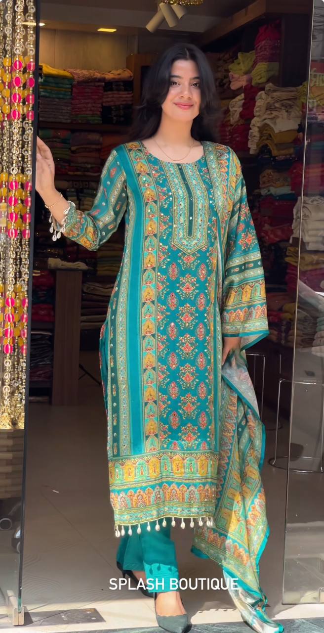 DESIGNER WEAR TRENDING TOP WITH PRINTED WORK WITH MIRROR WORK WITH TOP AND DUPATTA SET