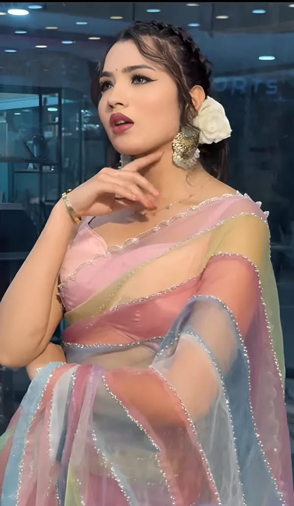 Multicolor Light Rainbow Tabby Silk Saree with Zarkhan Work