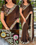Fandy Satin Saree with Intricate Zari and Swarovski Handwork