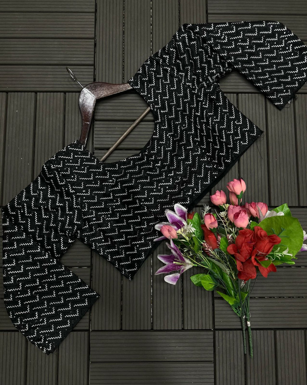 New Super Trending Black Embroidery Sequence Work Ready To Wear Saree