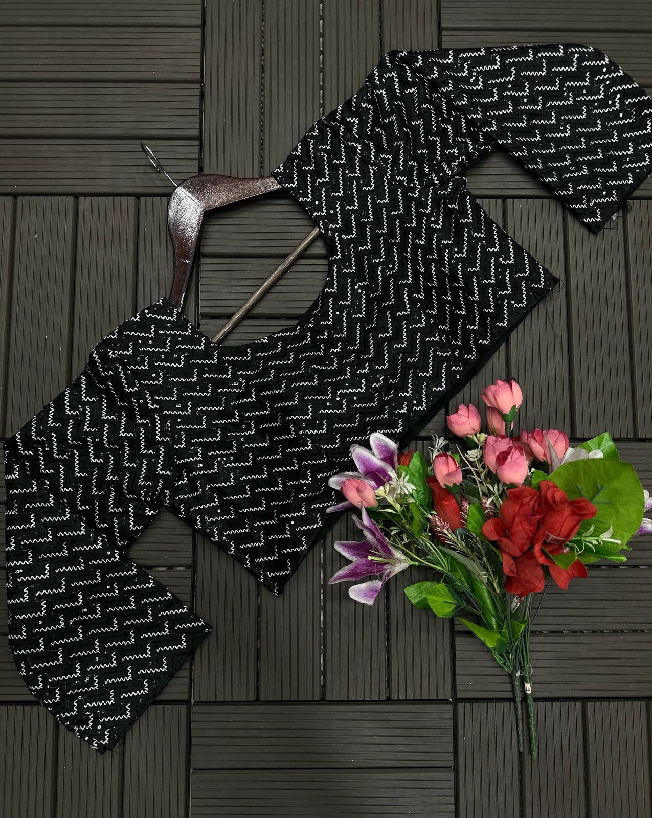 New Super Trending Black Embroidery Sequence Work Ready To Wear Saree