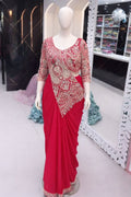 Buy New Super Trending Embroidery Sequence Work Ready To Wear Saree With Embroidery Blouse