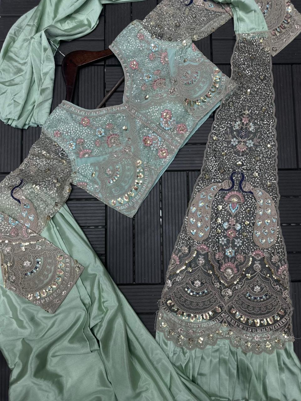 Buy New Super Trending Embroidery Sequence Work Ready To Wear Saree With Embroidery Blouse