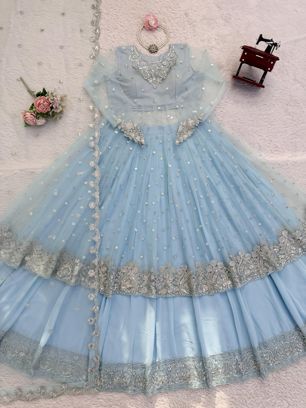 Try This "Gown-Lehenga" Effortless Charm With Our Exclusive 3-Piece Set – Crafted For Comfort, Stitched With Grace