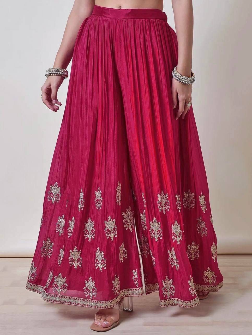 NEW READY TO WEAR COLLECTION 3 PIECE FANCY KURTI WITH BEAUTIFUL FLAIRED PLAZZO AND DUPATTA