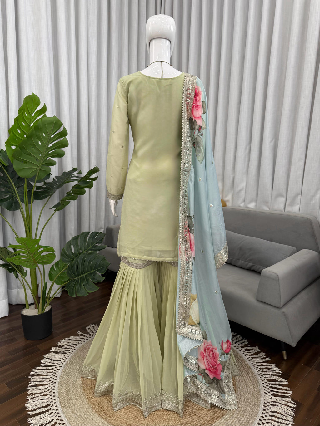 Designer Sharara Set Crafted In Classy Tones With Premium Fabric & Detailing