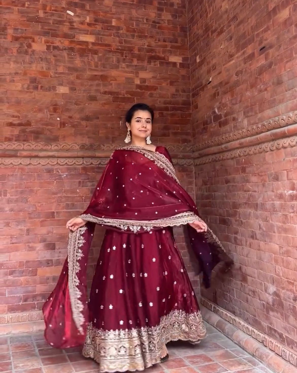Embroidered Pure Fendy Silk Anarkali: Referring To The Heavy Silk-Style Fabric And Gold Zari/Sequin Work