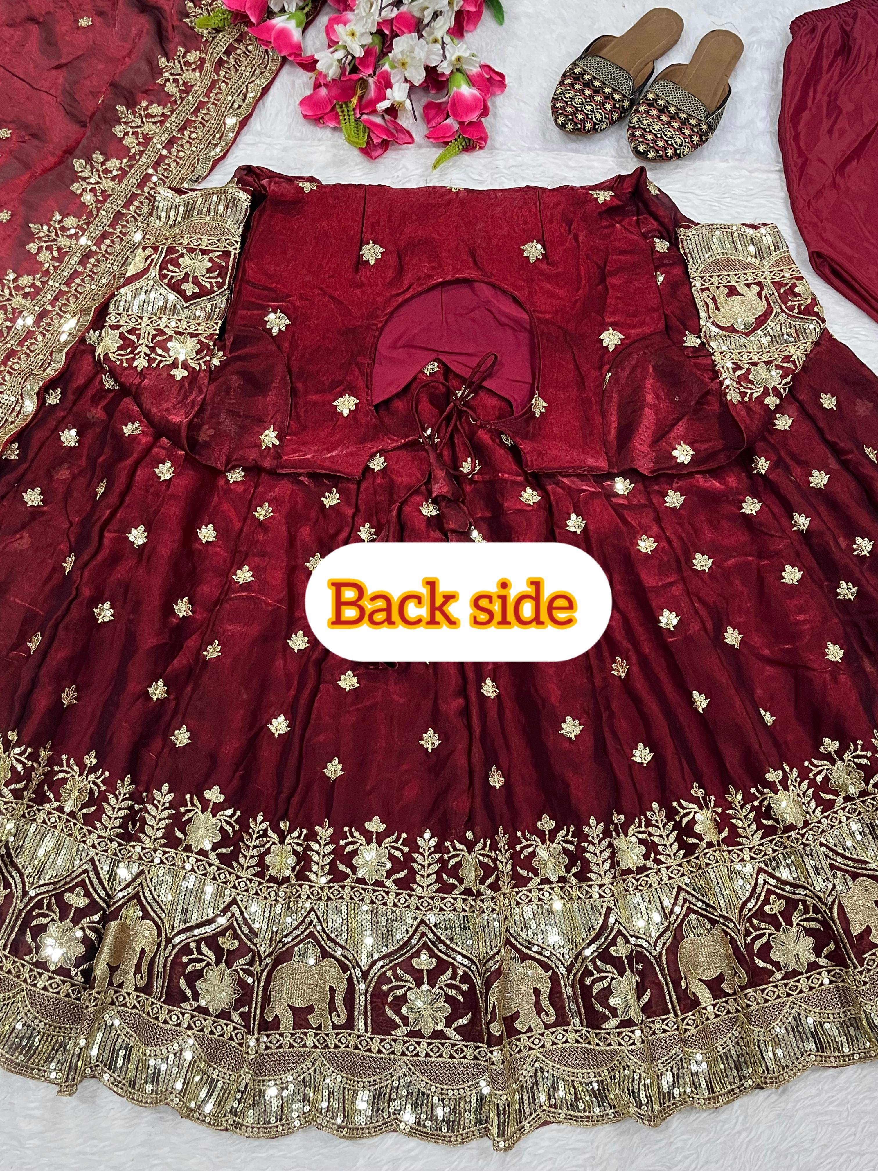 Embroidered Pure Fendy Silk Anarkali: Referring To The Heavy Silk-Style Fabric And Gold Zari/Sequin Work